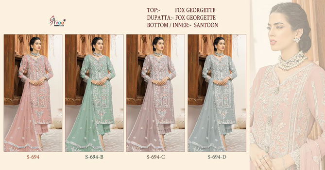 S 694 colour Festive Wear Georgette Wholesale Pakistani Salwar Suits